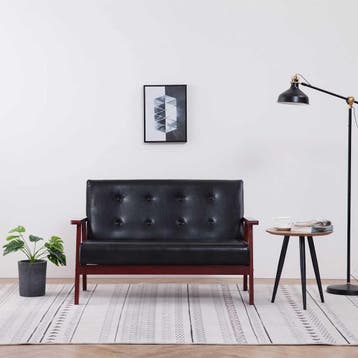 vidaXL Tweezitsbank / zetel kunstleer zwart, Verzenden, Nieuw