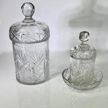 Boîte (2) - Cristal taillé à la main - Coupe éventail et