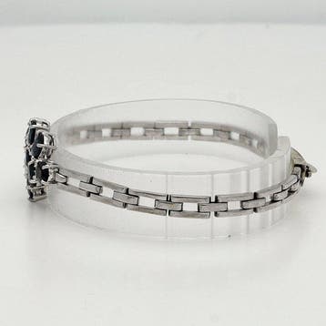 Armband - 14 karaat Witgoud - Diamant / Saffier, Nieuw