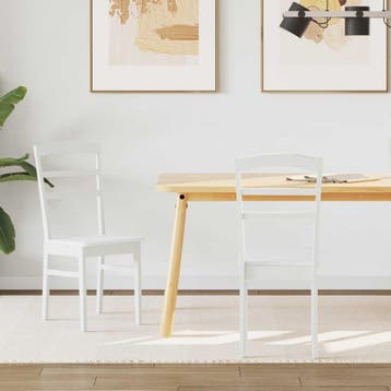 vidaXL Eetkamerstoel 2 st Massief Rubberhout Wit 36 x 45,5 x, Verzenden, Nieuw