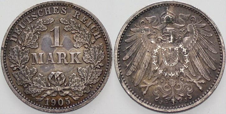 1 Mark 1905 J Kleinmunten-kaiserreich Grosser Adler, Timbres & Monnaies, Monnaies | Europe | Monnaies non-euro, Envoi