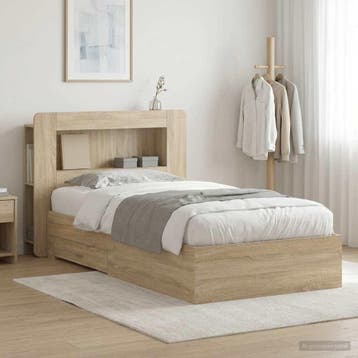 vidaXL Bedombouw met opslag Sonoma Eiken 80 x 200 cm Bewerkt, Verzenden, Nieuw