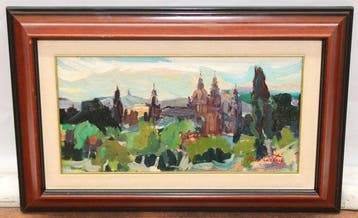 Paco Castón (XX) - Atardecer en Montjuich - NO RESERVE, Antiek en Kunst