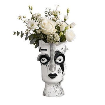 Modern Abstract Human Face Vase – Sculptural Ceramic Flower