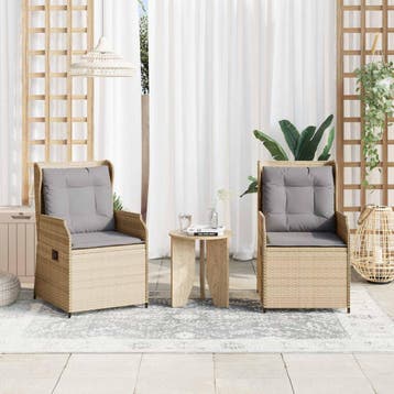 vidaXL Tuinbank 2 st Beige poly rattan, Tuin en Terras, Verzenden, Nieuw
