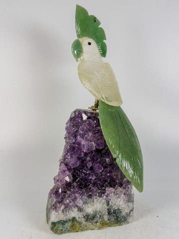 Pièce rare - Perroquet taillé dans le cristal de roche sur