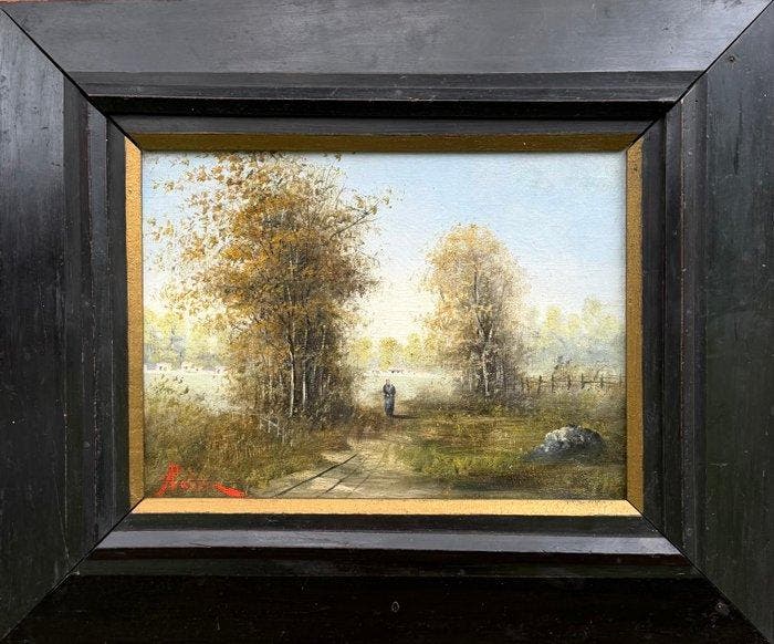 Europese school (XIX) - A Woman On A Path, Antiek en Kunst, Kunst | Schilderijen | Klassiek