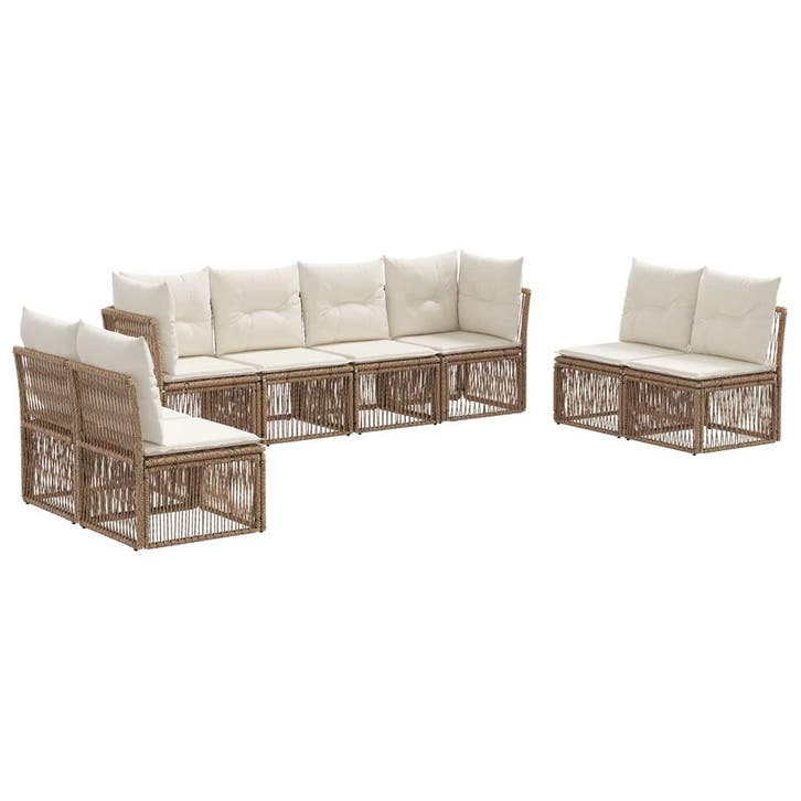vidaXL Tuinbank Set 8 pcs Beige poly rattan, Jardin & Terrasse, Ensembles de jardin, Envoi