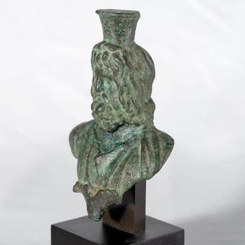 Romano-Egyptisch Brons buste van Serapis, 12,8 cm -Ex