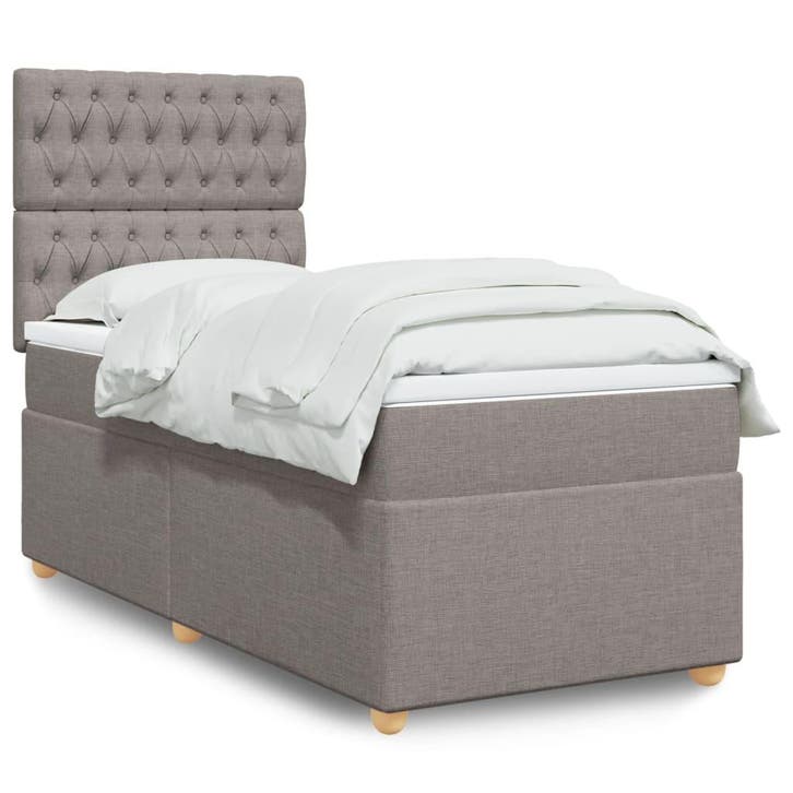 vidaXL Boxspring met matras stof taupe 80x200 cm, Huis en Inrichting, Slaapkamer | Bedden, Nieuw, Verzenden