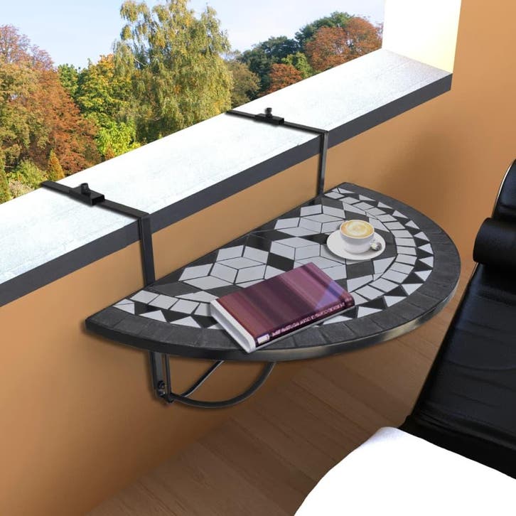 vidaXL Balkontafel hangend mozaïek zwart en wit, Jardin & Terrasse, Tables de jardin, Envoi