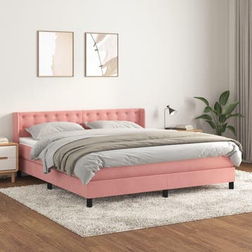 vidaXL Boxspring met matras fluweel roze 160x200 cm, Verzenden, Nieuw