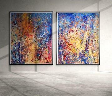Luc Mora - Away from the Hustle and Bustle - XXL - Dyptich, Antiek en Kunst