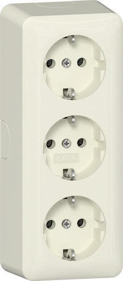 Gira Drievoudige Opbouw SCHUKO Stopcontact 16A 250V - 478912, Doe-het-zelf en Bouw, Elektriciteit en Kabels, Verzenden, Nieuw