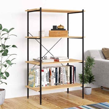 vidaXL Opbergrek 4-laags 80x40x130 cm zwart en eikenkleurig, Verzenden, Nieuw