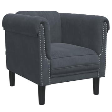Fauteuil fluweel donkergrijs - De ultieme blikvanger voor..., Verzenden, Zo goed als nieuw, Stof, Modern