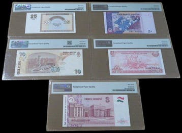 Wereld. - 5 banknotes - all graded - various dates (Zonder