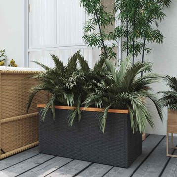vidaXL Plantenbak 80x40x40 cm poly rattan zwart, Verzenden, Nieuw