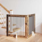 vidaXL Hondenhek met standaarden 2 pcs Oud hout 100 x 100 cm, Verzenden