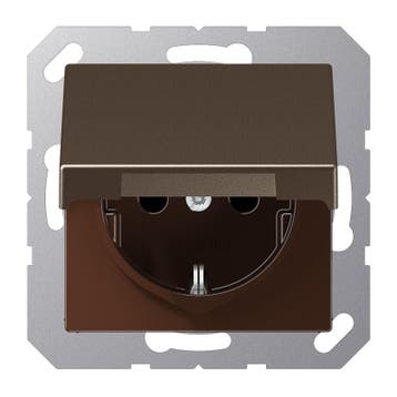 Jung A500 Mocha Schuko Stopcontact Met Scharnierende, Verzenden, Nieuw