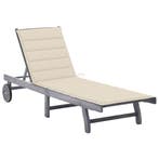 vidaXL Ligbed met kussen massief acaciahout grijs, Tuin en Terras, Verzenden, Nieuw