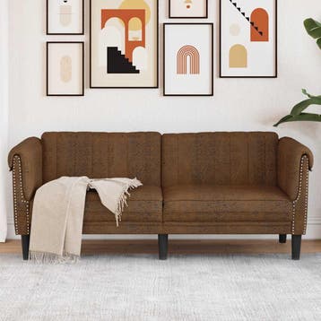 vidaXL bank / zetel 2-zits kunstsuède bruin, Verzenden, Nieuw