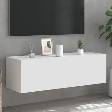 vidaXL Tv-wandmeubel met LED-verlichting 100x35x31 cm wit, Verzenden, Nieuw
