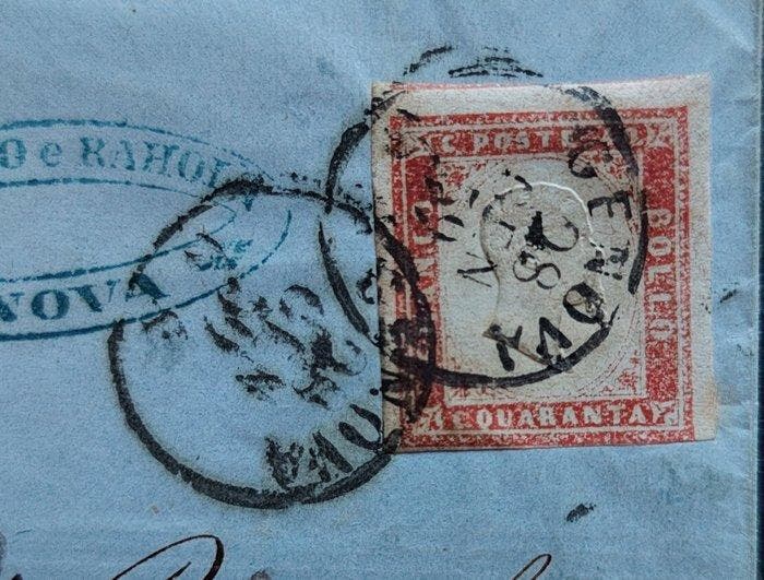 Italiaanse oude staten - Sardinië - Driekleurige frankering, Postzegels en Munten, Postzegels | Europa | Italië