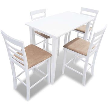 vidaXL Bartafel en 4 barstoelen set hout wit, Huis en Inrichting, Verzenden, Nieuw