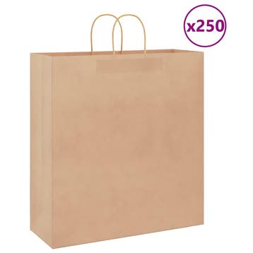vidaXL Papieren zakken 250 st met hengsels 45x17x48 cm bruin, Divers, Emballage cadeau, Verzenden