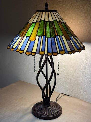 XXL Tiffany stijl tafellamp LUMINOUS MOSAIC lamp met 2, Antiquités & Art