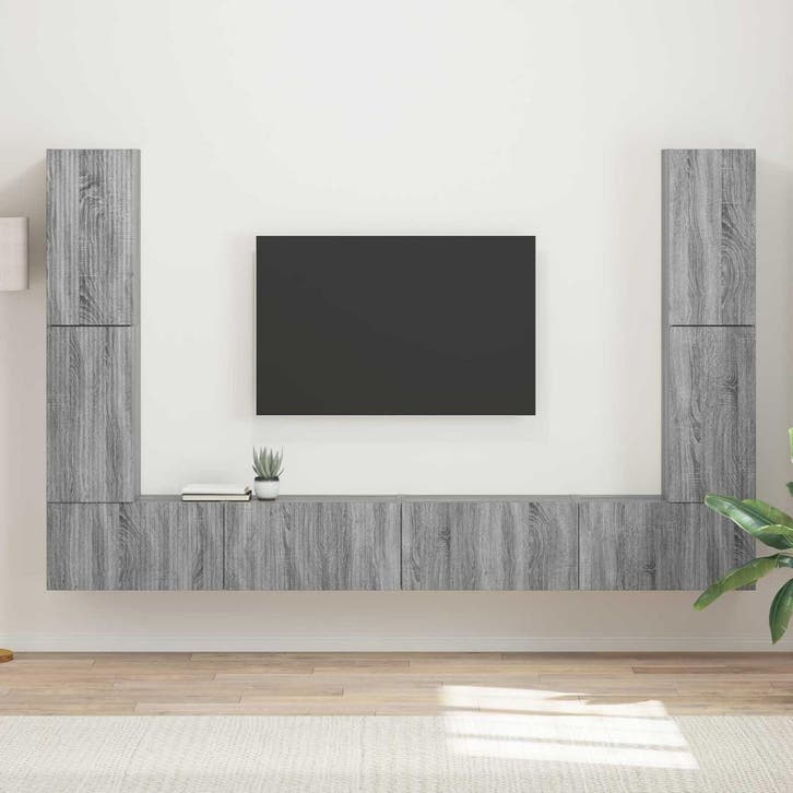 vidaXL Tv-meubelset 8 pcs Grijs Sonoma Bewerkt hout, Huis en Inrichting, Kasten |Televisiemeubels, Nieuw, Verzenden