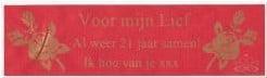 Bedrukt lint love met rozen rood gouden opdruk 45 mm 50 cm, Nieuw