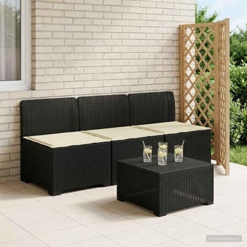 vidaXL 3-Zits Tu bank met Kussens Rattan Look PP Antraciet, Tuin en Terras, Verzenden, Nieuw