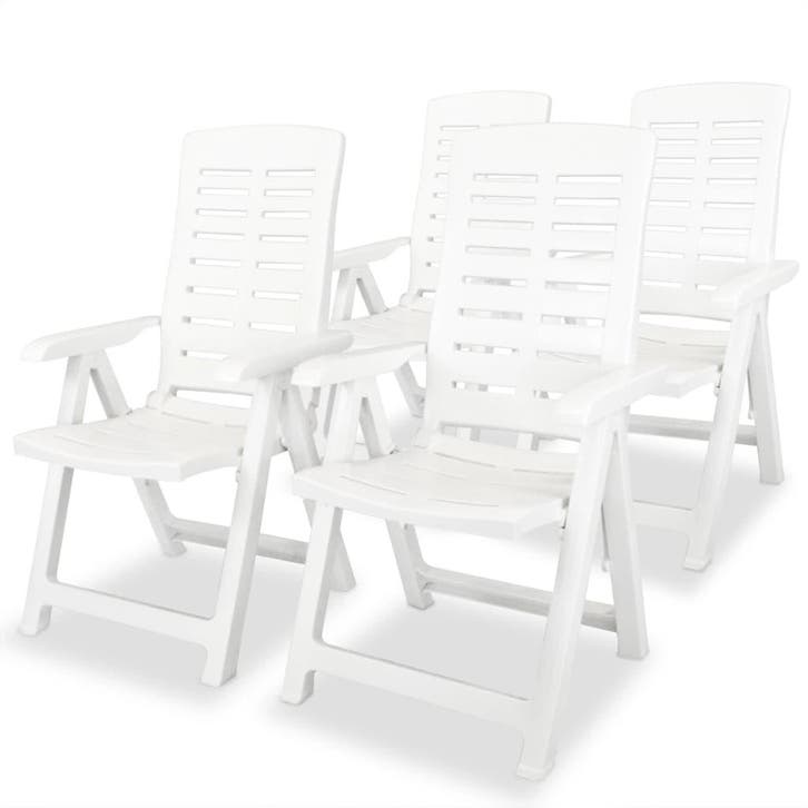 vidaXL Verstelbare klapstoelen, 4 stuks, wit plastic, Jardin & Terrasse, Chaises de jardin, Envoi