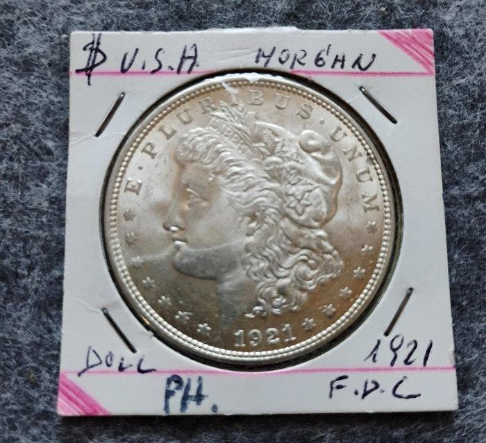 Verenigde Staten. 5 x 1 Morgan Dollar e 2 x Half Dollar, Postzegels en Munten, Munten | Europa | Niet-Euromunten