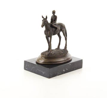 sculptuur, Beautiful Bronze Sculpture – Horse and Rider –