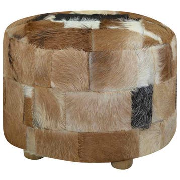 vidaXL Poef rond 50x50x45 cm geitenleer, Huis en Inrichting, Verzenden, Nieuw