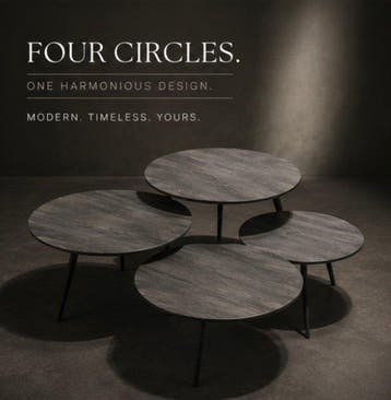ptmd - Salontafel (4) - Vier Cirkels - Teak