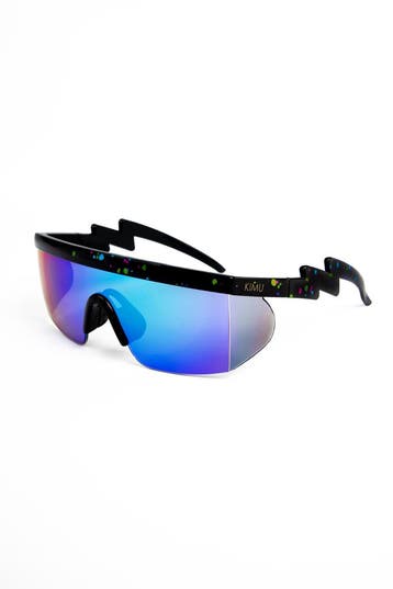 KIMU® Skibril Zonnebril Zwart Montuur Blauwe Spiegelglazen F, Ophalen of Verzenden, Nieuw