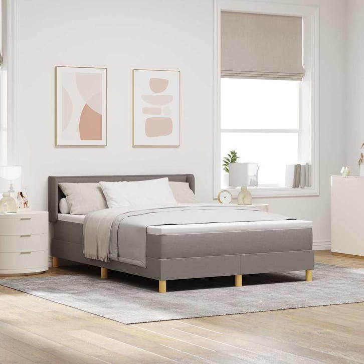 vidaXL Boxspring bed met matras met hoofdeinde Taupe 190 x, Huis en Inrichting, Slaapkamer | Bedden, Nieuw, Verzenden