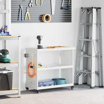 vidaXL Gereedschapswagen Wit 75 x 35 x 73 cm Koudgewalst, Verzenden