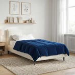 vidaXL Zomer Deken Gekwilt Donkerblauw 135 x 220 cm, Verzenden