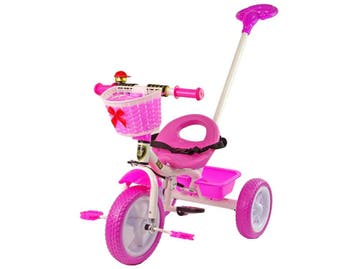 Roze driewieler met duwstang | Retour deal | 44% korting, Verzenden, Zo goed als nieuw, Minder dan 16 inch, Viking Choice
