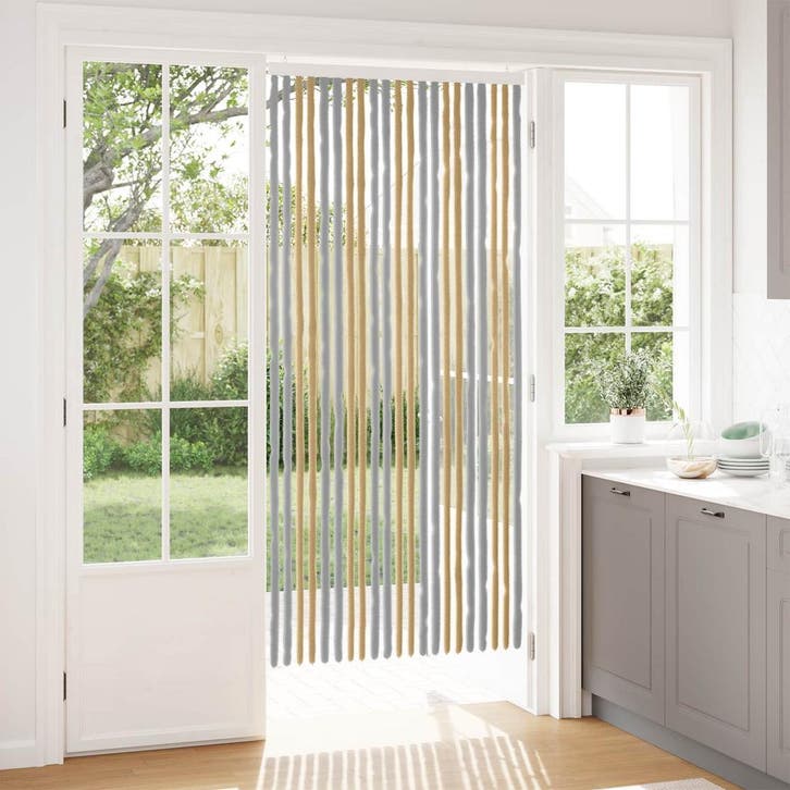 vidaXL Insecten Gordijn Chenille Grijs en Beige 90 x 200 cm, Doe-het-zelf en Bouw, Deuren en Vliegenramen, Nieuw, Verzenden