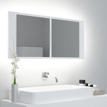 vidaXL Badkamerkast met spiegel en LED 100x12x45 cm acryl, Verzenden, Nieuw