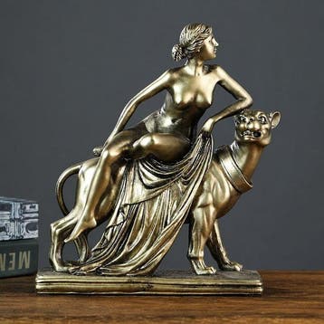 sculptuur, Riding Panther Sculpture Greek Mythology Venus