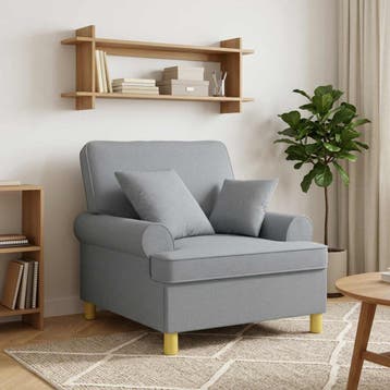 vidaXL XL fauteuil met kussens Lichtgrijs Stof, Verzenden