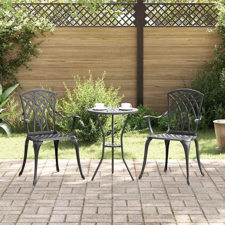 vidaXL Tuinstoel 2 pcs Zwart 53 x 51 x 88,5cm Aluminium, Jardin & Terrasse, Chaises de jardin, Envoi