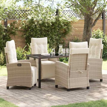 vidaXL Tuin Eettafel Set 5 st Beige poly rattan, Verzenden
